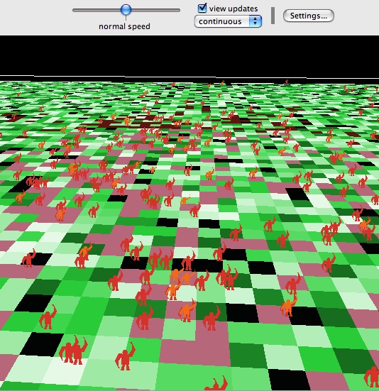 picture of a model of orangs in a
swamp